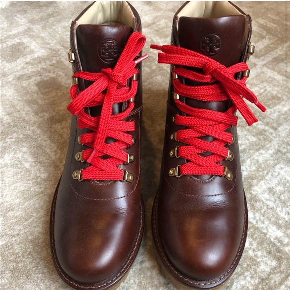 leather boots red laces